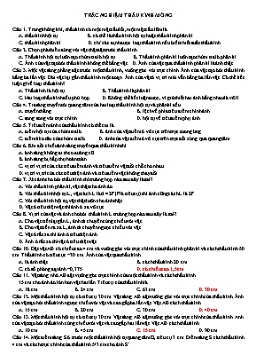Bài tập trắc nghiệm môn Vật lý Lớp 11 Thấu kính mỏng